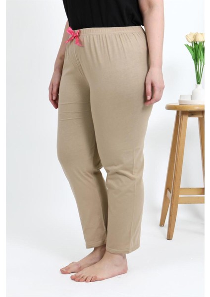Kadın Pamuklu Büyük Beden Alt Pijama Bej modelleri