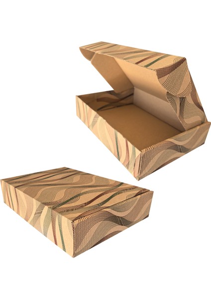 26X18X6CM Karton Kutu 10ADET Desenli-Kilitli | E-Ticaret-Kargo-Hediye Kutusu Kraft