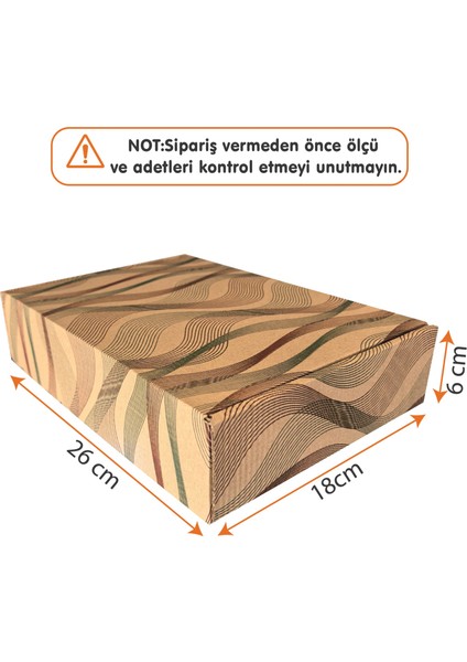 26X18X6CM Karton Kutu 10ADET Desenli-Kilitli | E-Ticaret-Kargo-Hediye Kutusu Kraft modelleri