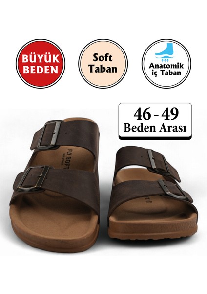 Kahverengi Renk Anatomik Taban Erkek Terlik (Büyük Beden 46-49)