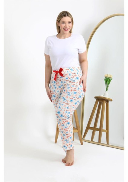 Kadın Pamuklu Büyük Beden Alt Pijama Ekru indirimleri