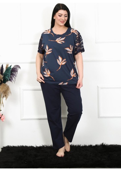 Kadın 5xl-6xl-7xl-8xl Büyük Beden Kısa Kol Pijama Takım 75005 modelleri