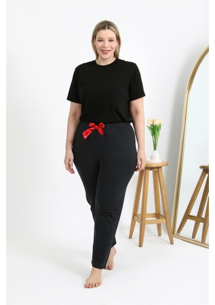 Kadın Pamuklu Büyük Beden Alt Pijama Siyah
