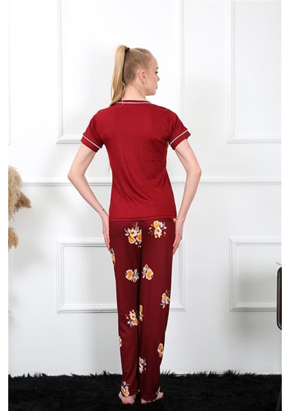 Kadın Bordo Kısa Kol Pijama Takım 20388 fırsatları