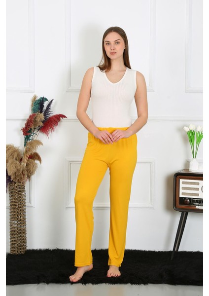 Kadın Pamuk Penye Tek Alt Pijama Sarı 27513