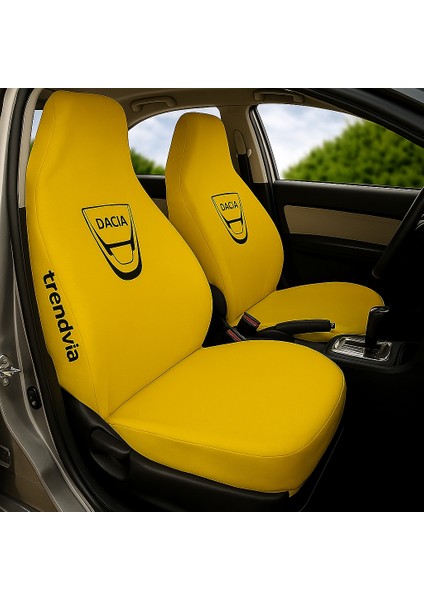 Dacia Logolu Sarı Penye Oto Koltuk Kılıfı Ön ve Arka Takım - Servis Koltuk Koruma