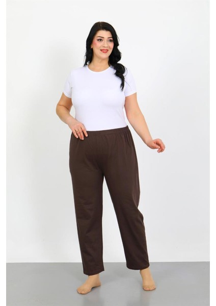 Kadın Büyük Beden Kahve Tek Alt Pijama