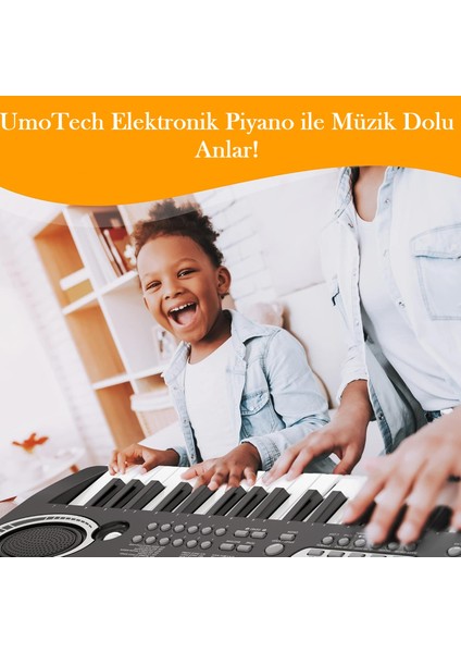 Piyano 61 Tuşlu 5 Oktav Org 100 SES+100 Ritim Eğitim Için Mikrofon+ Nota Standı+Taşıma Çatası Hediye