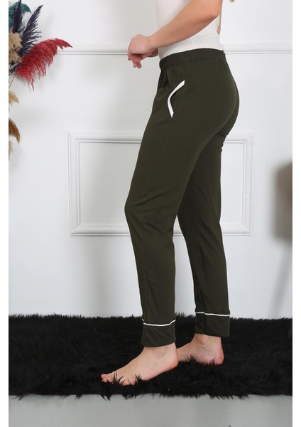 Kadın Pamuk Penye Cepli Tek Alt Pijama Haki 27512 fırsatları
