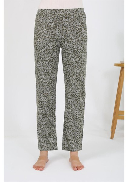 Kadın Penye Desenli Tek Alt Pijama 27533 Haki modelleri