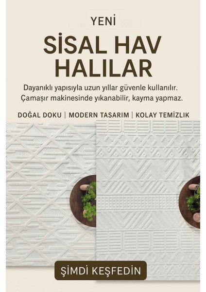 Bianca Dokuma Yıkanabilir Kaymaz Saçaklı Sisal Hav Salon Halısı Mutfak Halısı Yolluk fırsatları