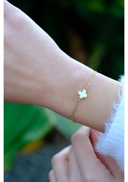 Altın Beyaz Yonca Bileklik fiyatları