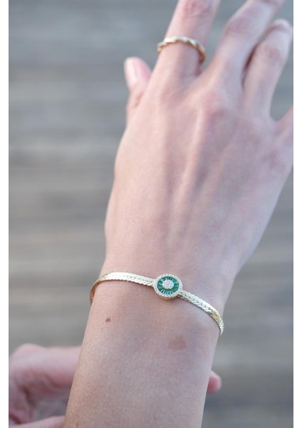 Altın Renkli Taşlı Baget Bileklik modelleri