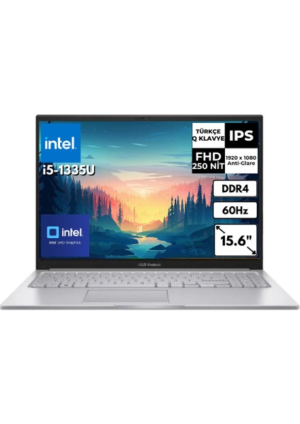 Vivobook I5-1335U 24 GB 512 GB SSD Iris Xe Graphics 15.6" Fhd Windows 11 Home Taşınabilir Bilgisayar X1504VA-NJ104AT32