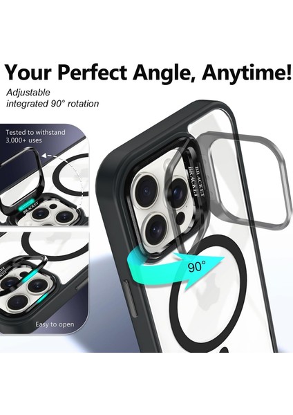 Iphone 15 Pro Max Kılıf Standlı Mika Magsafe Hassas Butonlu Metal Tuşlu + Kamera Lens Camı Hediyeli Set fiyatları