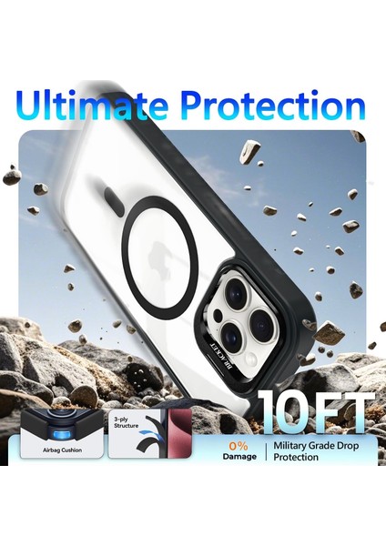 Iphone 15 Pro Max Kılıf Standlı Mika Magsafe Hassas Butonlu Metal Tuşlu + Kamera Lens Camı Hediyeli Set modelleri