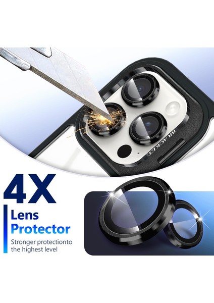 Iphone 15 Pro Max Kılıf Standlı Mika Magsafe Hassas Butonlu Metal Tuşlu + Kamera Lens Camı Hediyeli Set