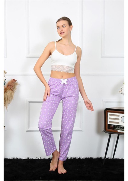 Kadın Pamuklu Alt Pijama Lila