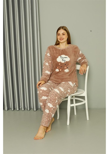 Welsoft Polar Kadın Büyük Beden Sütlü Kahve Pijama Takımı 808044 fırsatları