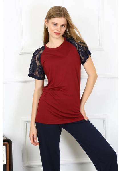 Kadın Kolu Dantelli Penye Pijama Takım 4149 fiyatları