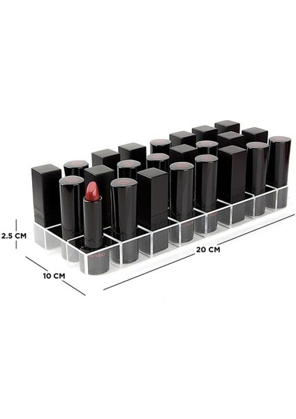 24 Gözlü Şeffaf Ruj Kutusu, Şeffaf Tasarım, Güçlü ve Şık Saklama Çözümü