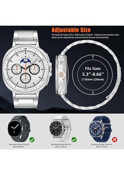 Samsung Galaxy Watch 8 40mm 44mm Classic 46mm Kordon Klipsli Metal Kordon 04 +Kısaltma Aparatı fiyatları