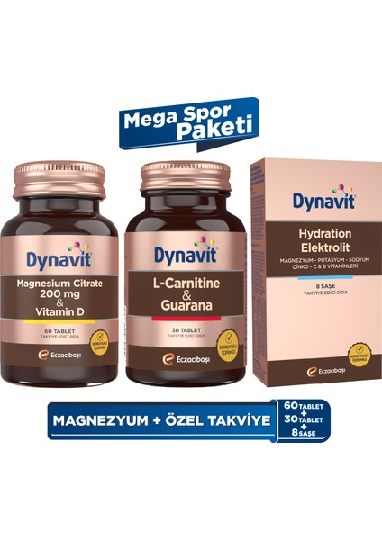 Magnesium Citrate 200 mg & L-Carnitine Guarana & Hydration Elektrolit - Spor Paketi