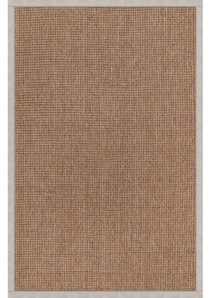 0465-BEJ Kumaş Bordür Sisal Halı Kilim Hav Toz Vermez Kolay Temizlenen Hasır Kilim
