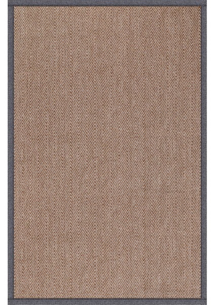 0408-GRI Kumaş Bordür Sisal Halı Kilim Hav Toz Vermez Kolay Temizlenen Hasır Kilim