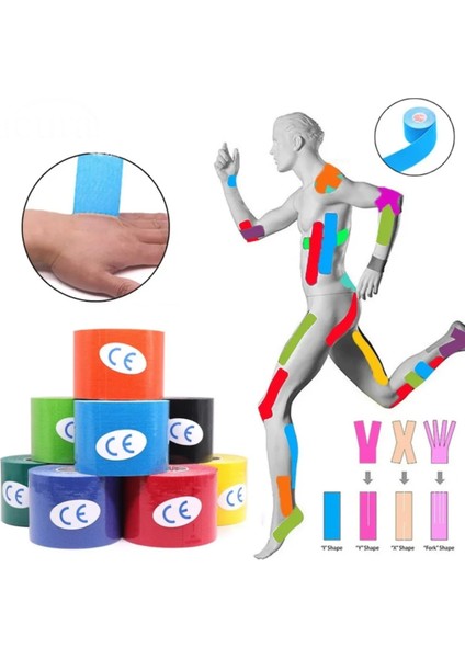 Sporcu Bandı Mavi Kinesio Tape Kinezyo Bandı Spor Sporcu Bandı Ağrılar Kas Sport Tape
