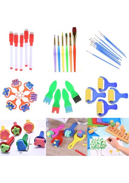 Resim Olarak 1 Takım Sünger Fırça Plastik Saplı Boya Fırçaları Boya Fırçası Rulo Çocuk Çocuk Dıy Grafiti Boyama Çizim Araçları (Yurt Dışından) modelleri
