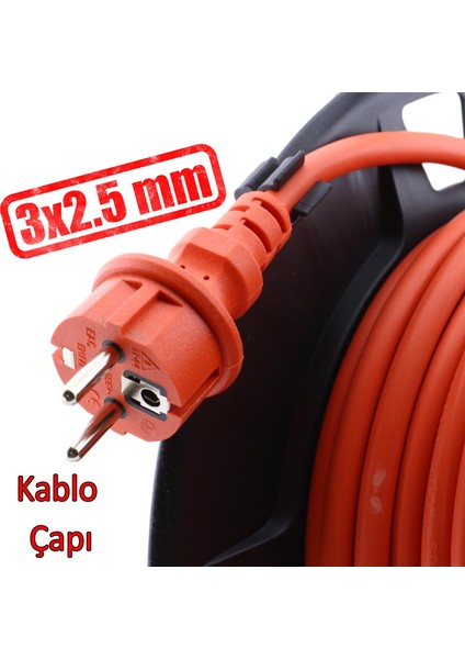 Plastik Makaralı Monofaze Uzatma Kablosu 3x2.5 mm 50 Metre Seyyar Cca Alüminyum Alaşım Kablo 4 Priz fırsatları