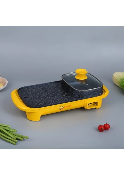 2'si 1 Arada Dumansız Elektrikli Barbekü Izgara Yapışmaz Isıtma Ördek Tencere indirimleri