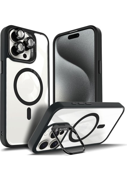 Iphone 16 Pro Kılıf Standlı Mika Magsafe Hassas Butonlu Metal Tuşlu + Kamera Lens Camı Hediyeli Set fiyatları