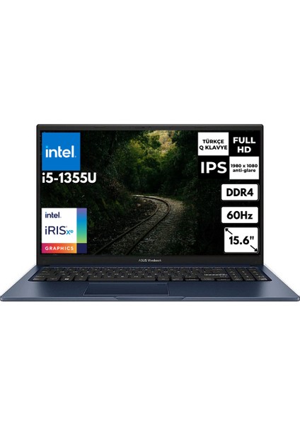 Vivobook 15 I7-1355U 24 GB 256 GB SSD Iris Xe Graphics 15.6" Fhd Windows 11 Home Taşınabilir Bilgisayar X1504VA-NJ1499AT31