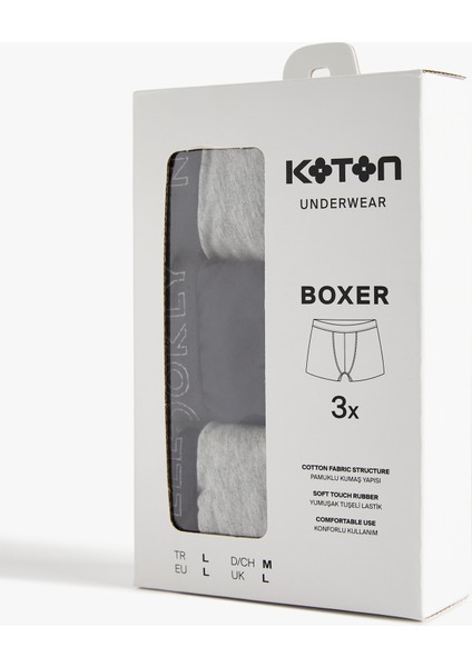 Baskılı Lastikli Basic Pamuklu 3'lü Boxer Seti fiyatları