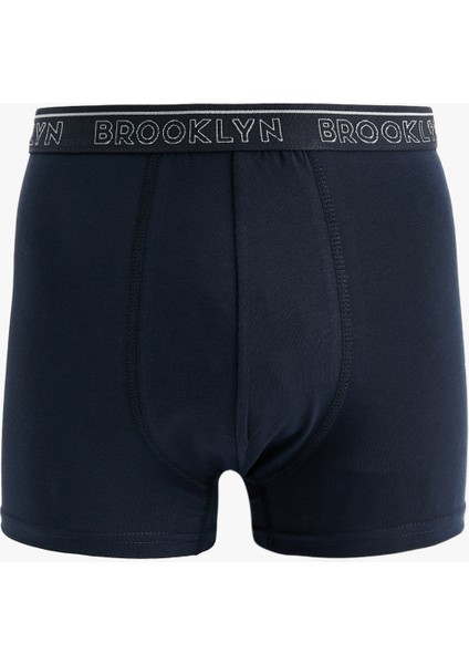 Baskılı Lastikli Basic Pamuklu 3'lü Boxer Seti modelleri