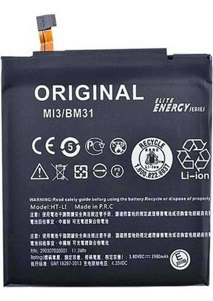 Xiaomi Mi 3 Uyumlu Batarya BM31 Energy