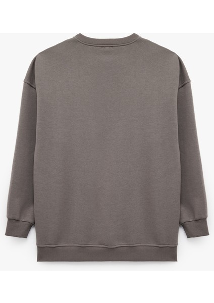 Rahat Kalıp Uzun Kollu Bisiklet Yaka Pamuklu Basic 2'li Sweatshirt Seti modelleri