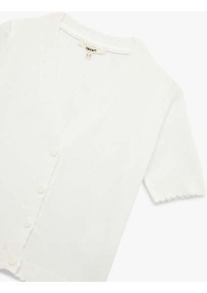 Düğmeli Kısa Kollu V Yaka Triko Hırka modelleri