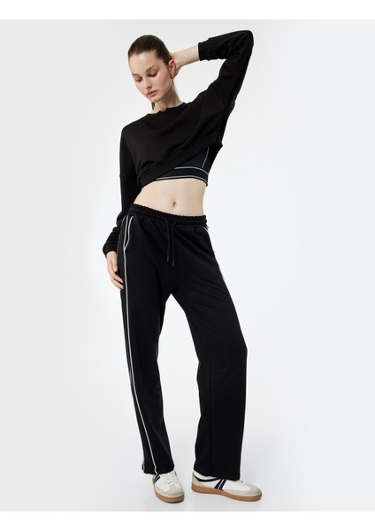 Yüksek Bel Lastikli Cep Detaylı Biyeli Oversize Geniş Paça Eşofman Altı fiyatları