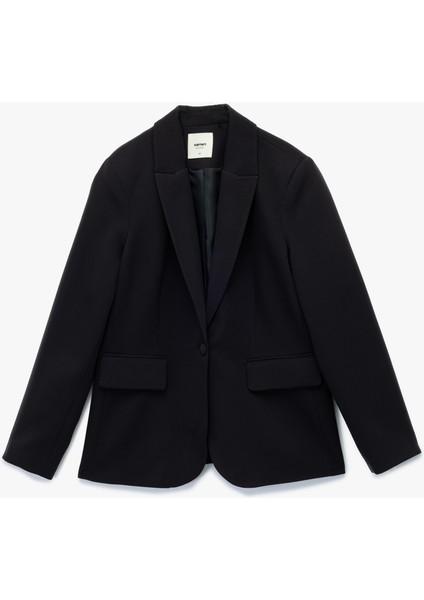 Kruvaze Yaka Kapaklı Cep Detaylı Uzun Kollu Blazer Ceket