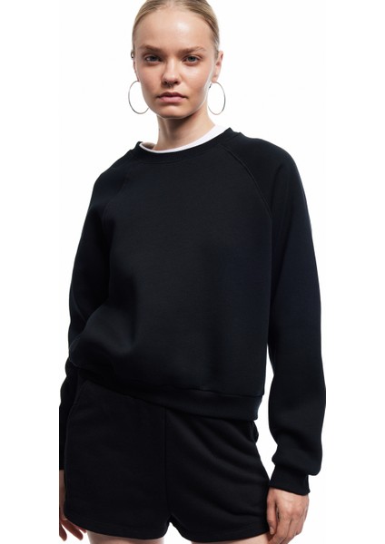 Pamuklu Bisiklet Yaka Şardonlu Sweatshirt fiyatları