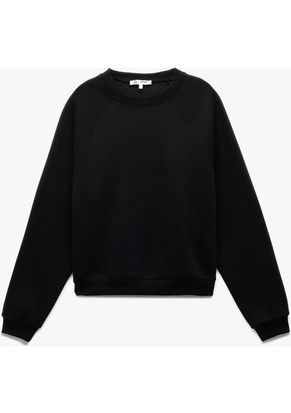 Pamuklu Bisiklet Yaka Şardonlu Sweatshirt modelleri