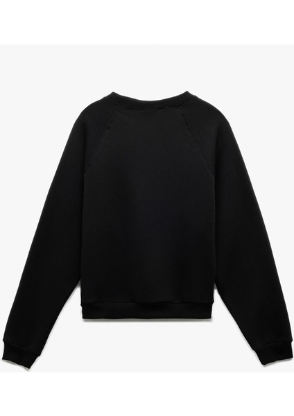 Pamuklu Bisiklet Yaka Şardonlu Sweatshirt fırsatları