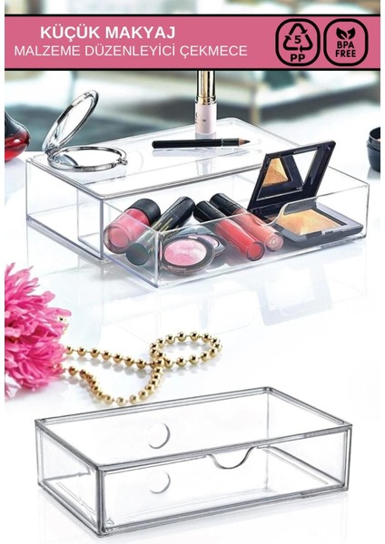 Beyaz Mini Makyaj ve Kozmetik Fırça Düzenleyici Organizer