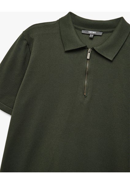 Viskon Regular Fit Polo Yaka Yarım Fermuarlı Kısa Kollu Triko Tişört modelleri