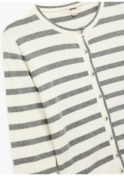 Uzun Kollu Bisiklet Yaka Çizgili Triko Hırka modelleri