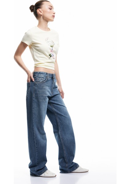 Normal Bel Straight Fit Düğmeli Pamuklu Düz Paça Jean Pantolon - Straight Fit Jean fiyatları