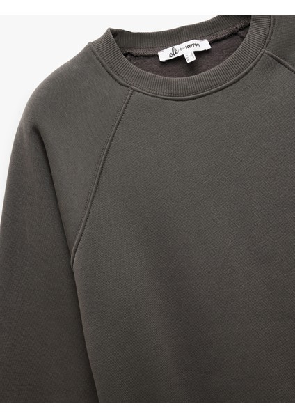 Pamuklu Bisiklet Yaka Şardonlu Sweatshirt indirimleri